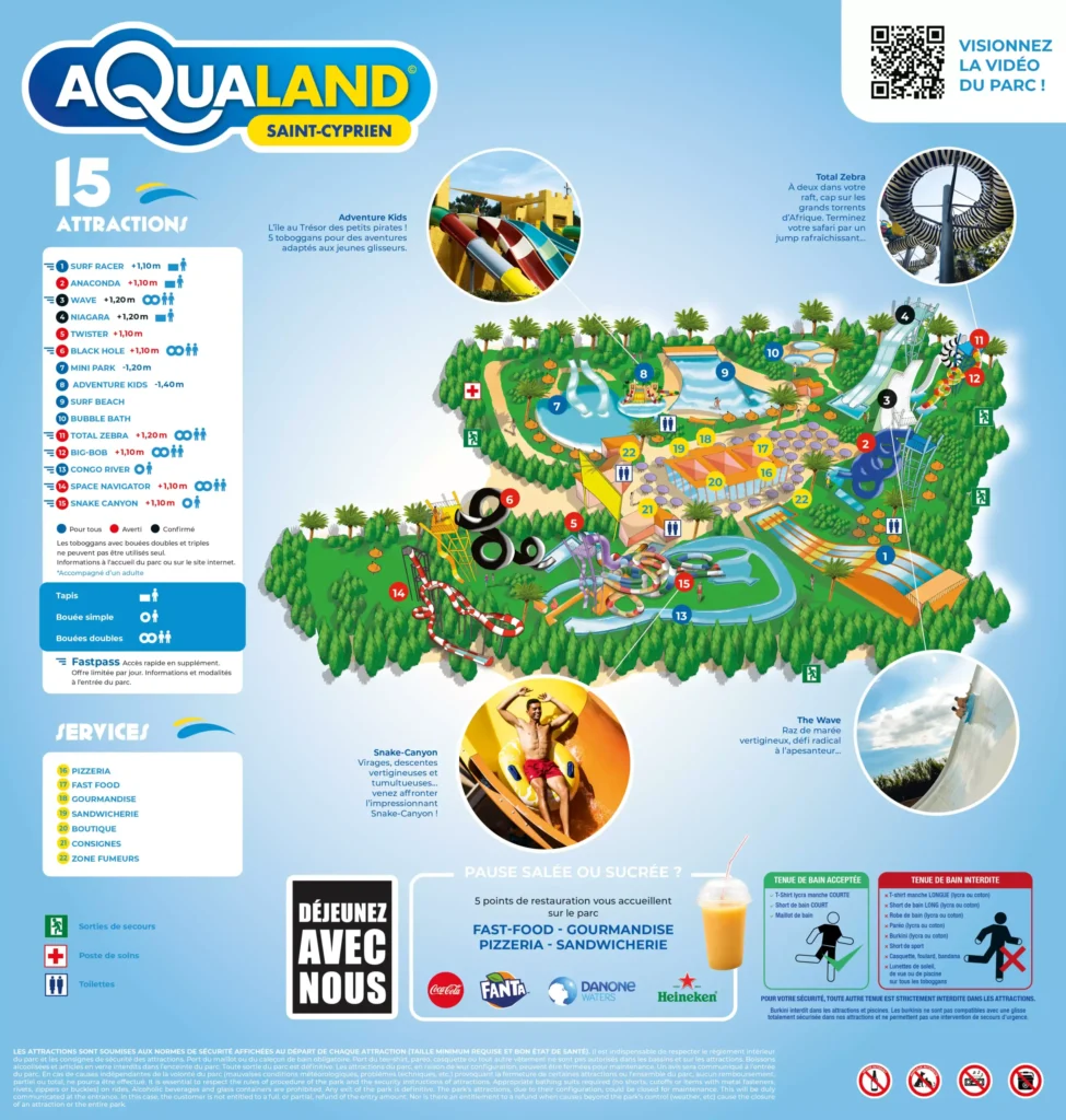 Plan du parc Aqualand Saint Cyprien